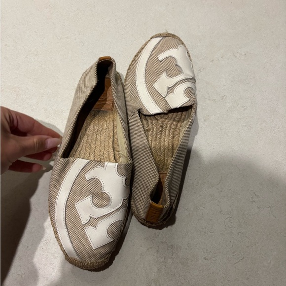 Tory Burch Shoes - Tory Burch Tan and White Espadrilles